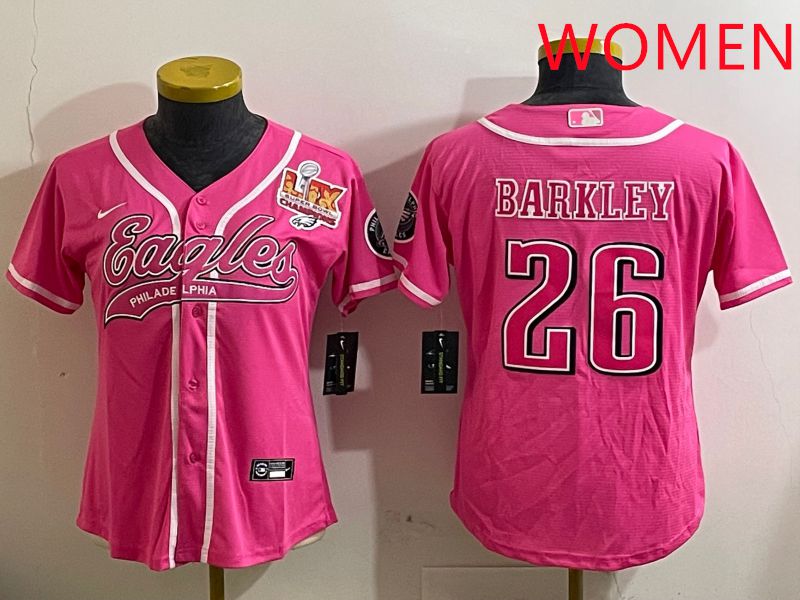 Women Philadelphia Eagles #26 Barkley Pink Jointly Name 2025 Nike Limited NFL Jersey style 3->women nfl jersey->Women Jersey